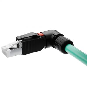 Wtyk RJ45, Kat.6A, ekranowany, prosty, do zarabiania ręcznego, kątowy 90º